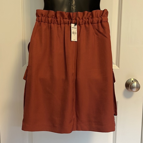 NWT Express High Waisted Paperbag Cargo Skirt, Henna - Picture 2 of 3